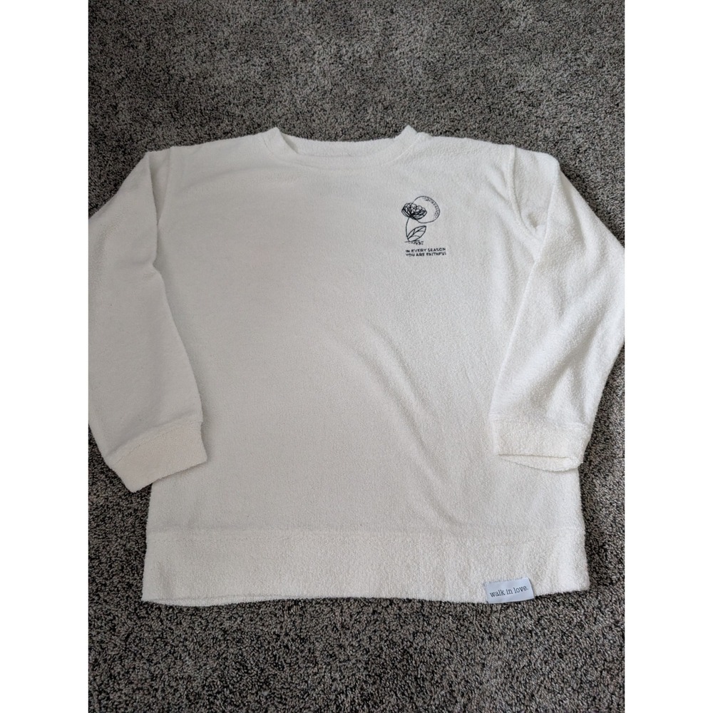 Walk‎ In Love Oat White Floral Faith Graphic Terry Sweatshirt
